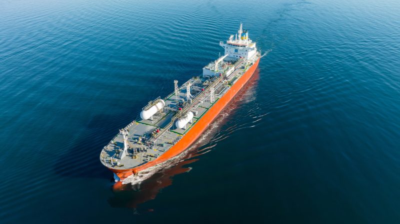 Aerial,View,Of,Lpg,Gas,Ship.,Gas,Carrier,,Gas,Tanker